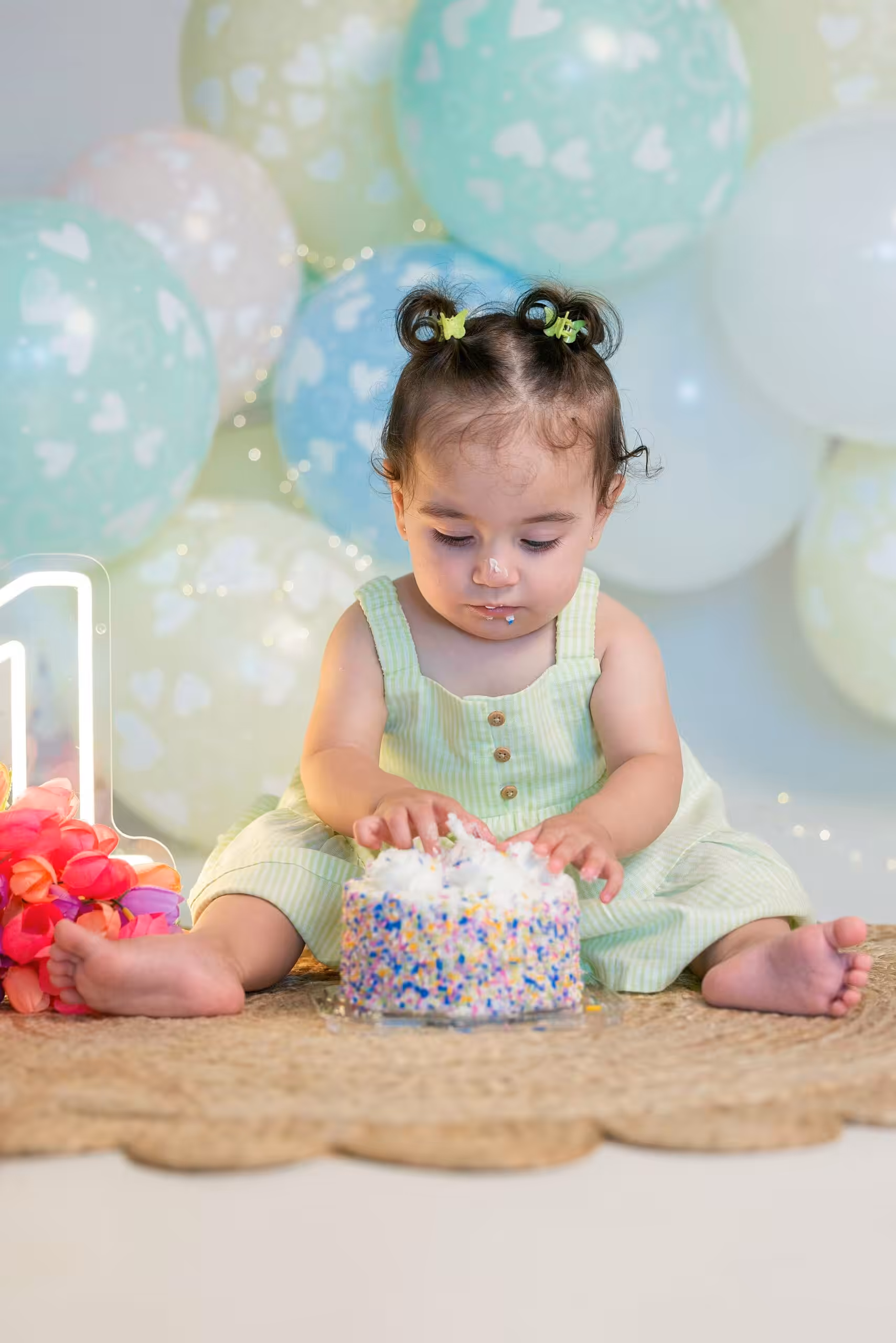 First birthday cake smash session photographed by Studio FB USA